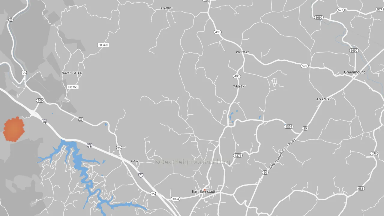 Bike Grade map of 40729, KY