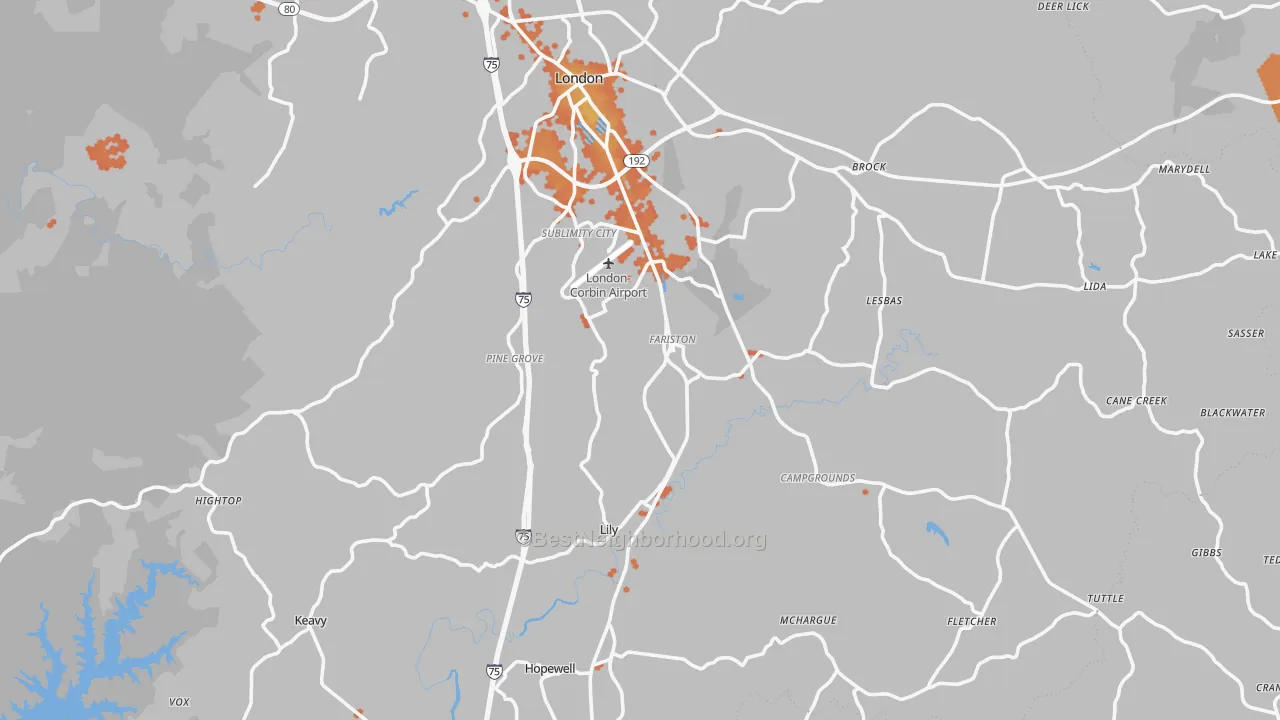 Bike Grade map of 40744, KY
