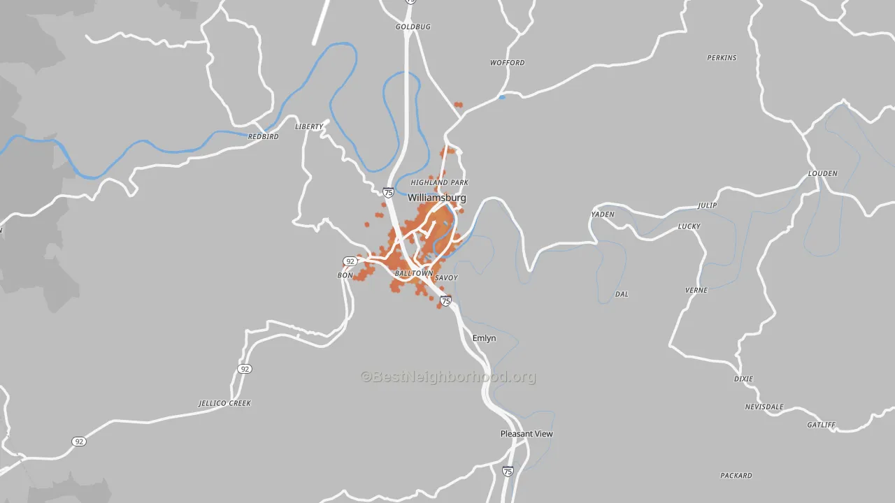 Bike Grade map of 40769, KY