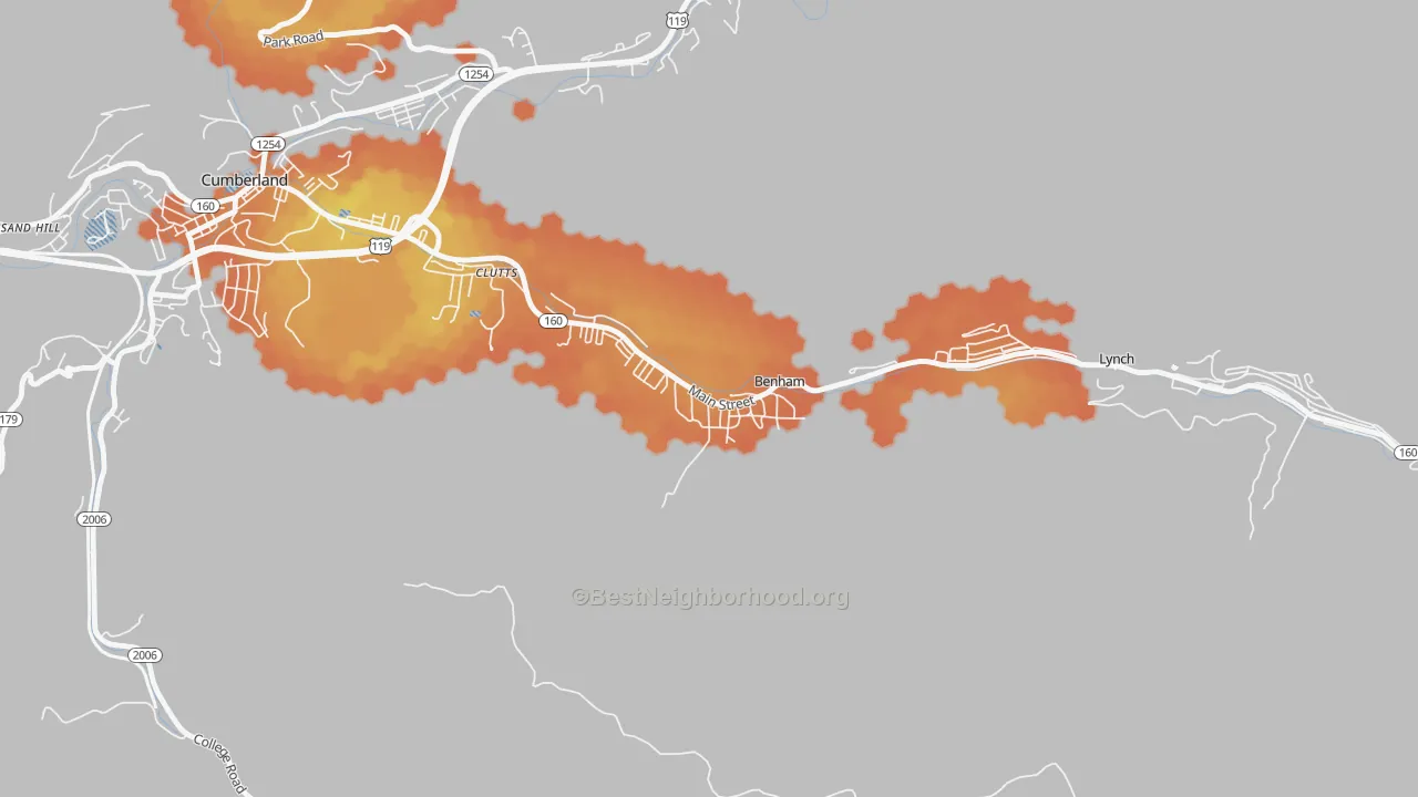 Bike Grade map of 40807, KY