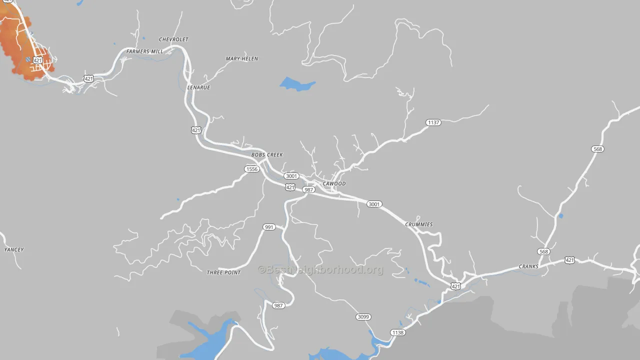 Bike Grade map of 40815, KY