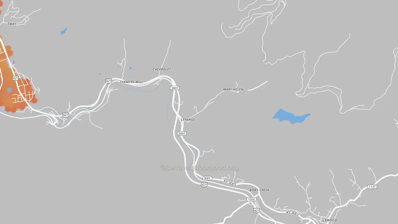 Bike Grade map of 40818, KY