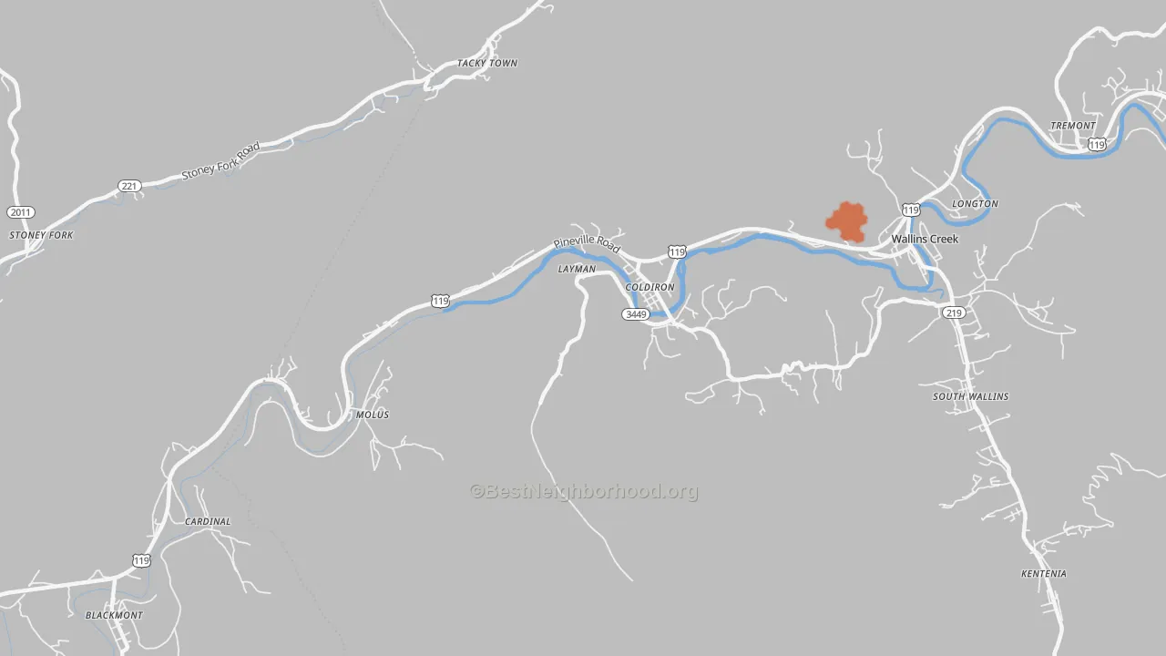 Bike Grade map of 40819, KY