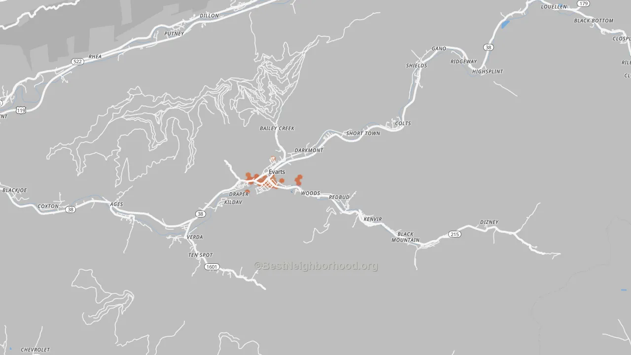 Bike Grade map of 40828, KY