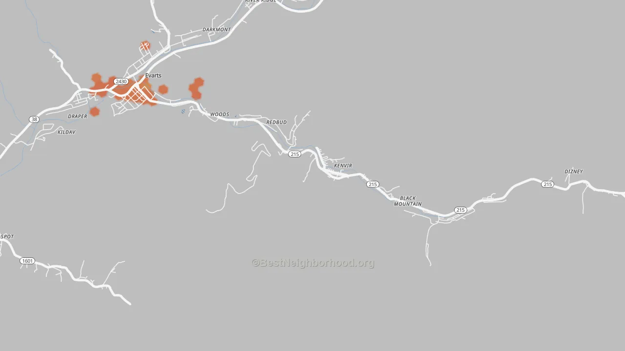 Bike Grade map of 40847, KY