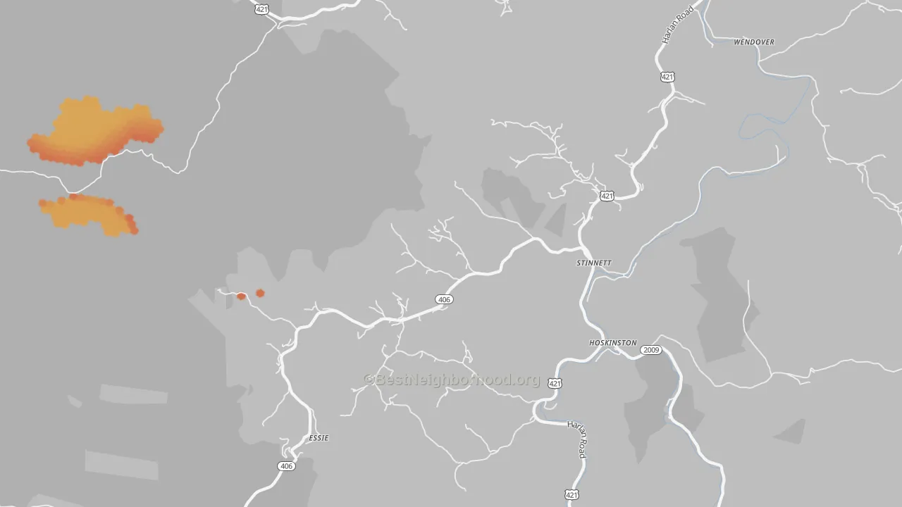 Bike Grade map of 40868, KY