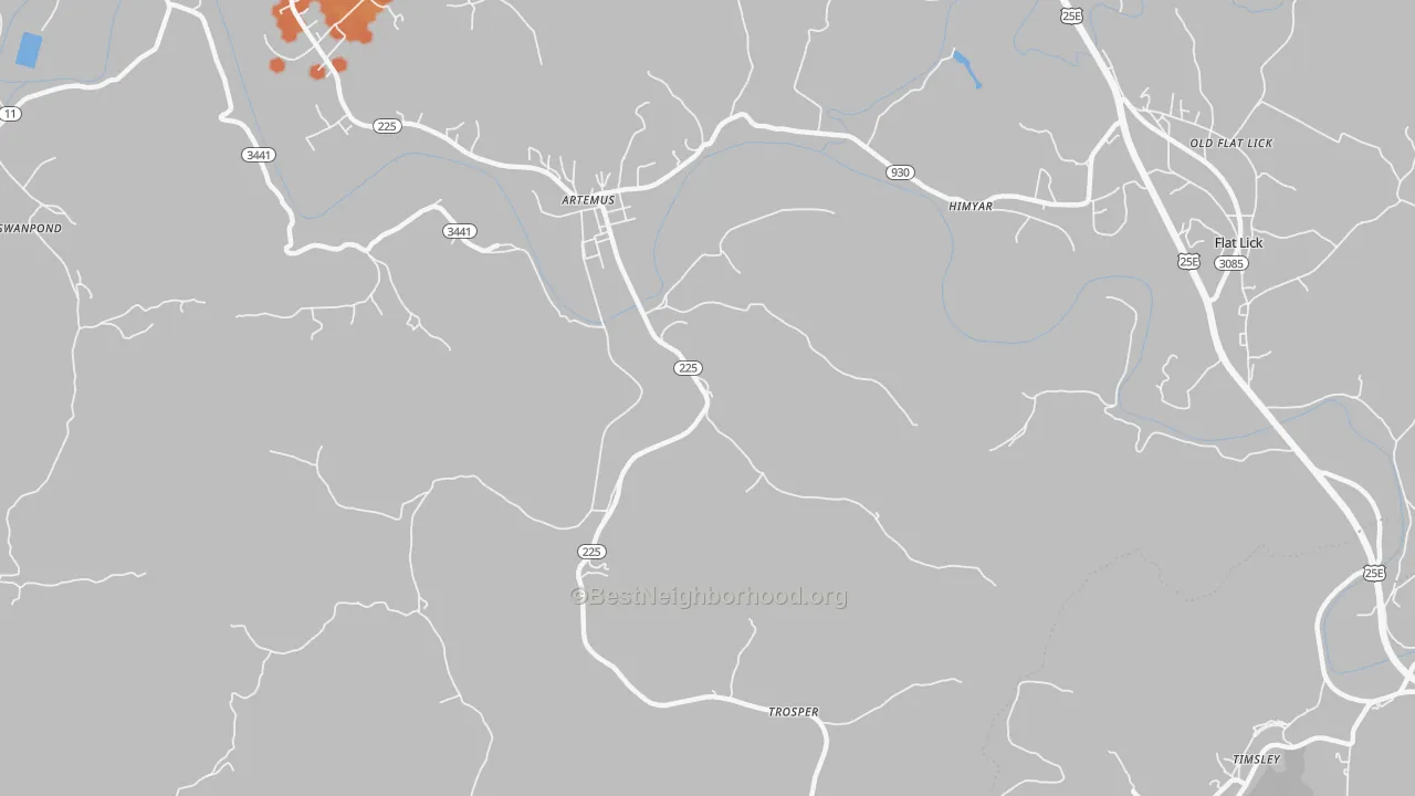 Bike Grade map of 40903, KY