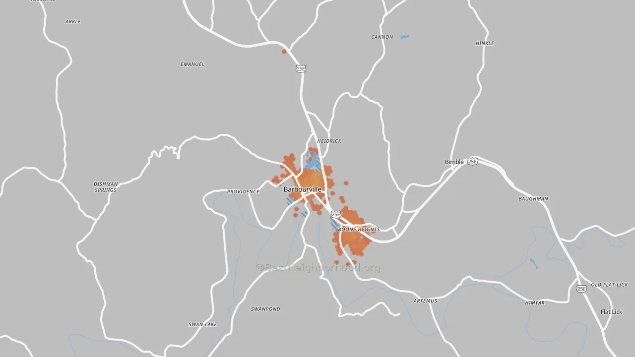 Bike Grade map of 40906, KY