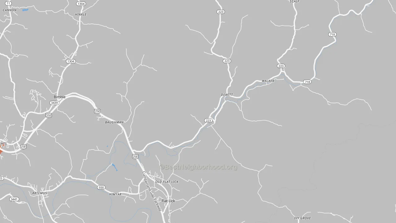 Bike Grade map of 40935, KY