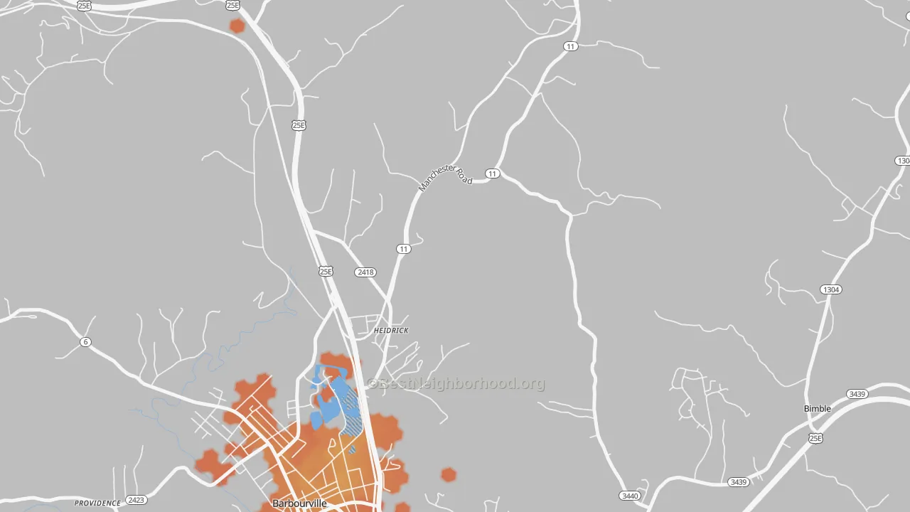 Bike Grade map of 40949, KY
