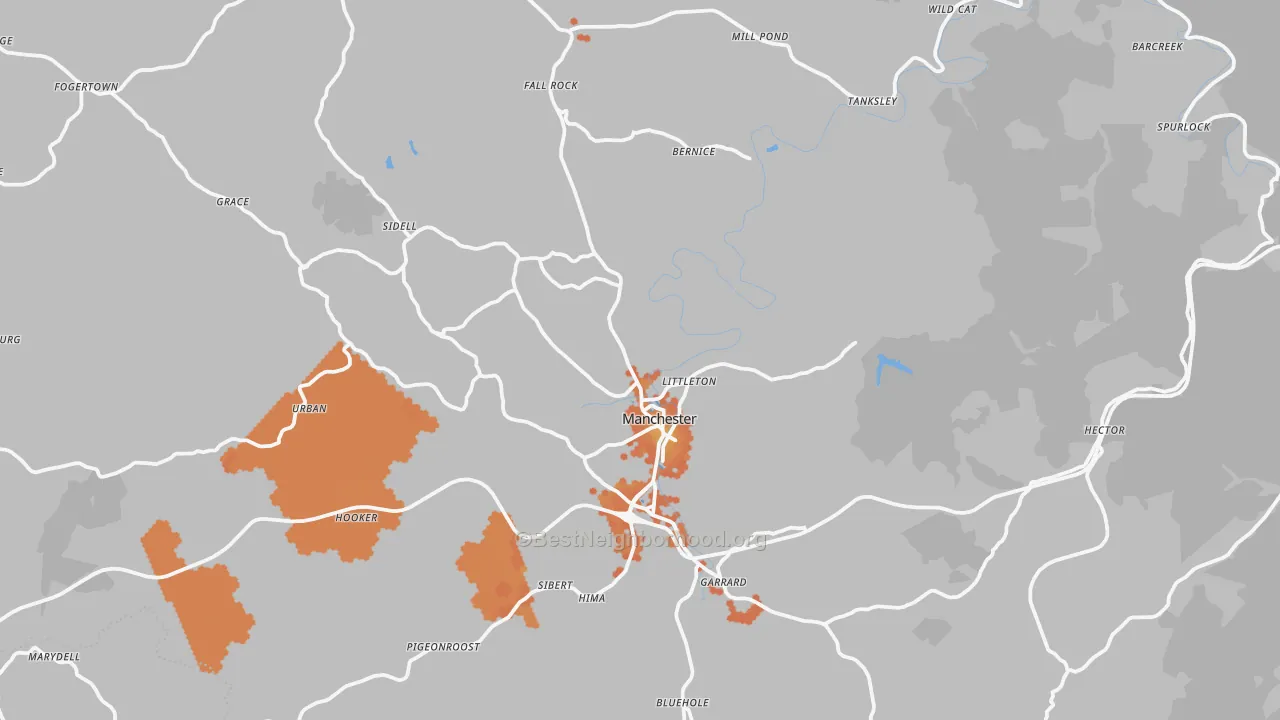 Bike Grade map of 40962, KY