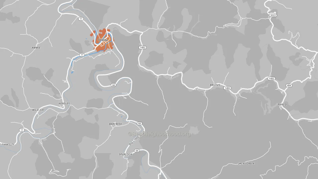Bike Grade map of 40972, KY