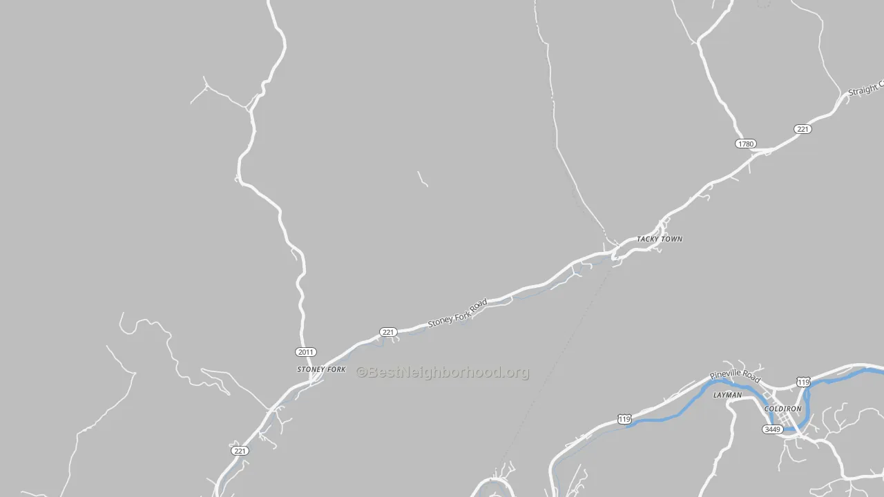 Bike Grade map of 40988, KY