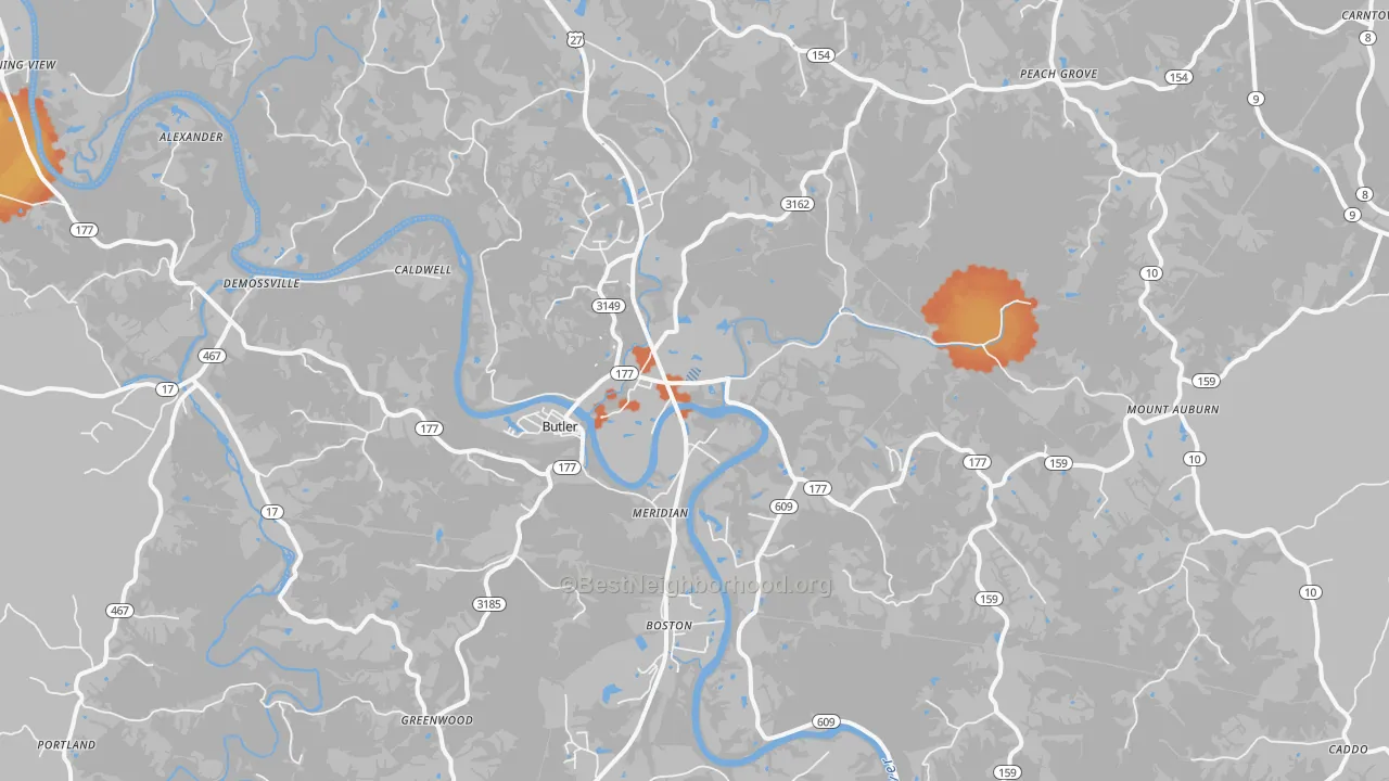 Bike Grade map of 41006, KY