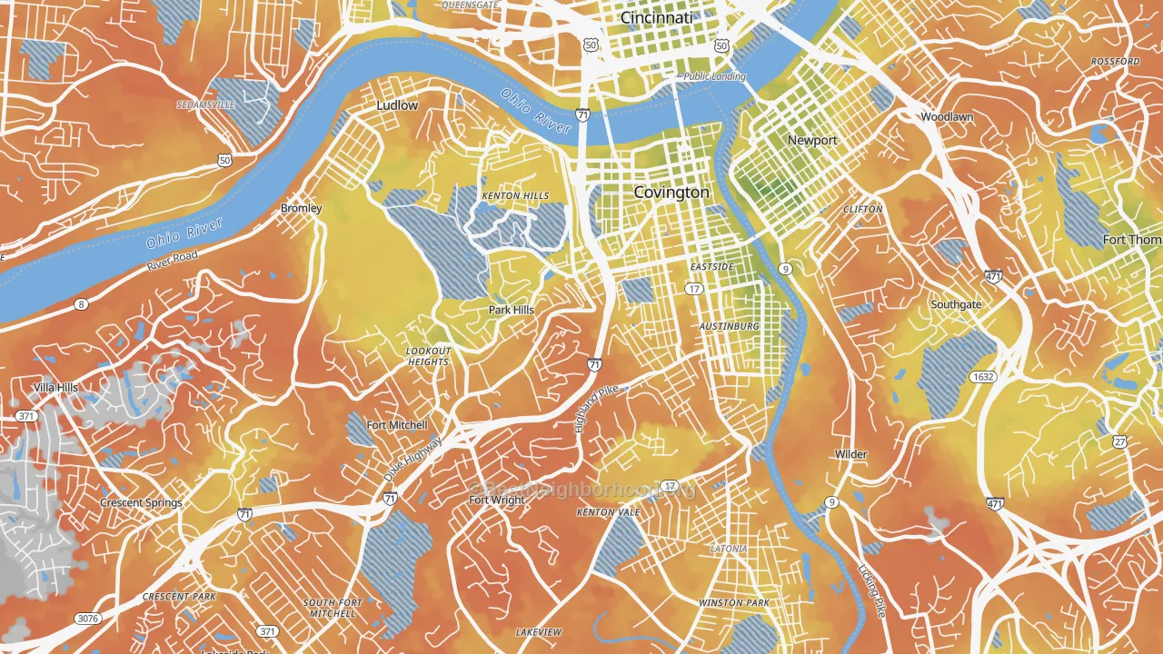 Bike Grade map of 41011, KY