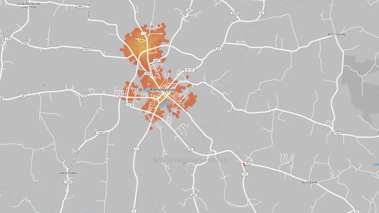 Bike Grade map of 41041, KY