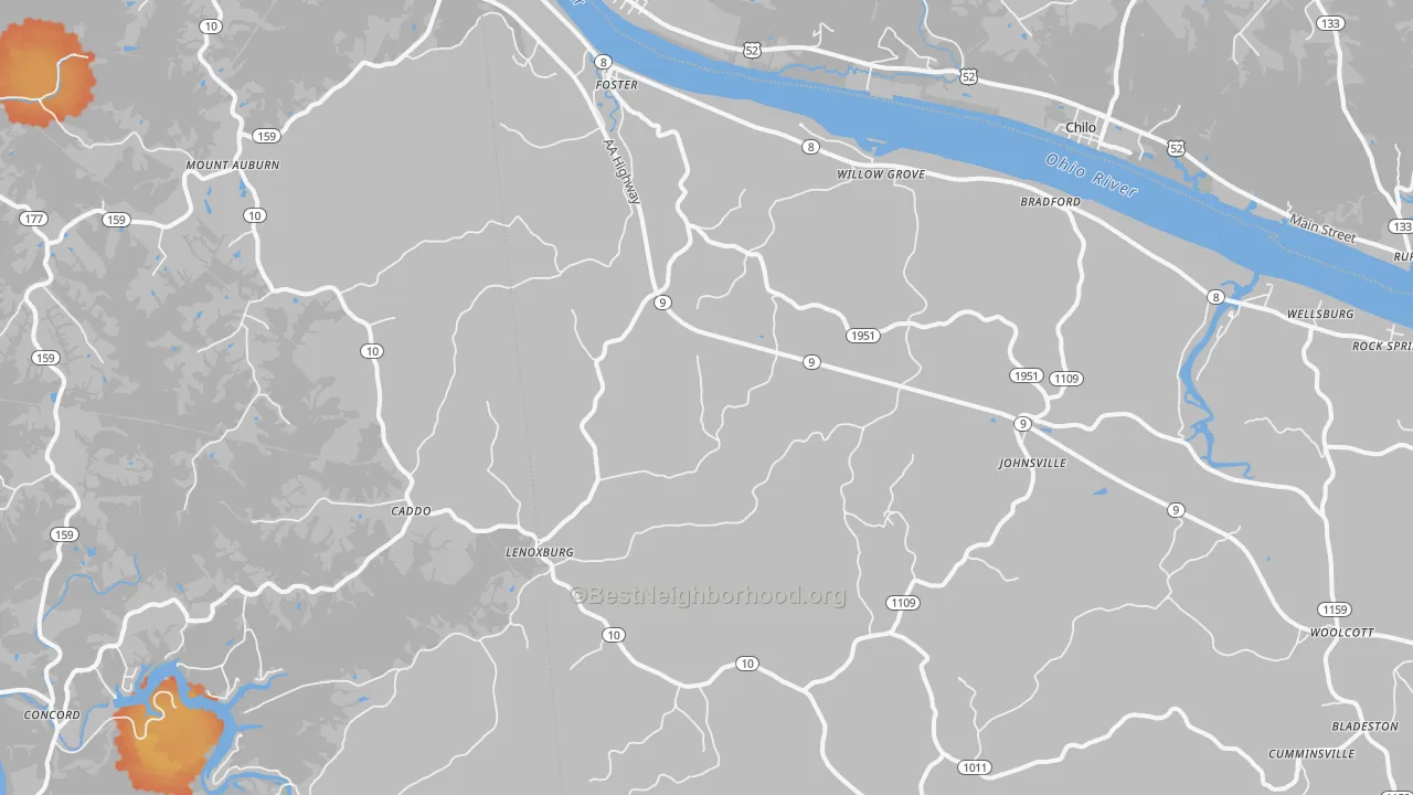 Bike Grade map of 41043, KY