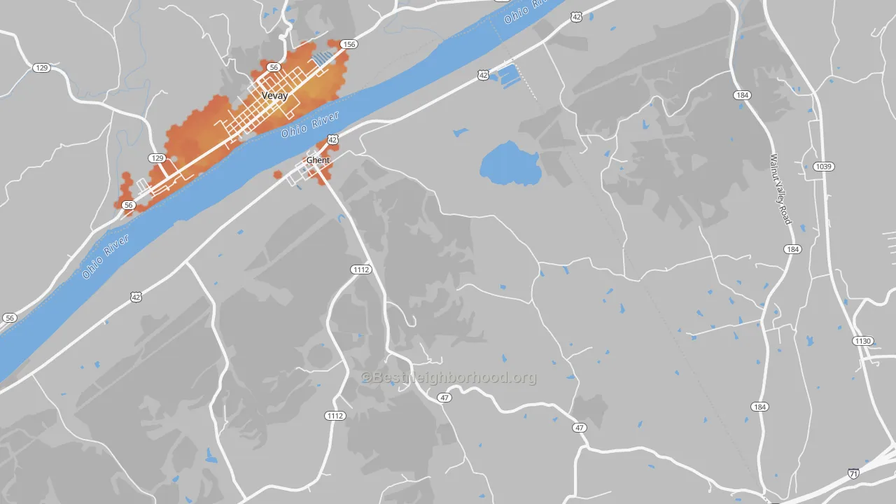 Bike Grade map of 41045, KY