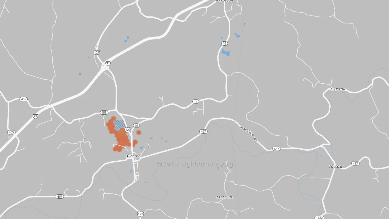 Bike Grade map of 41046, KY