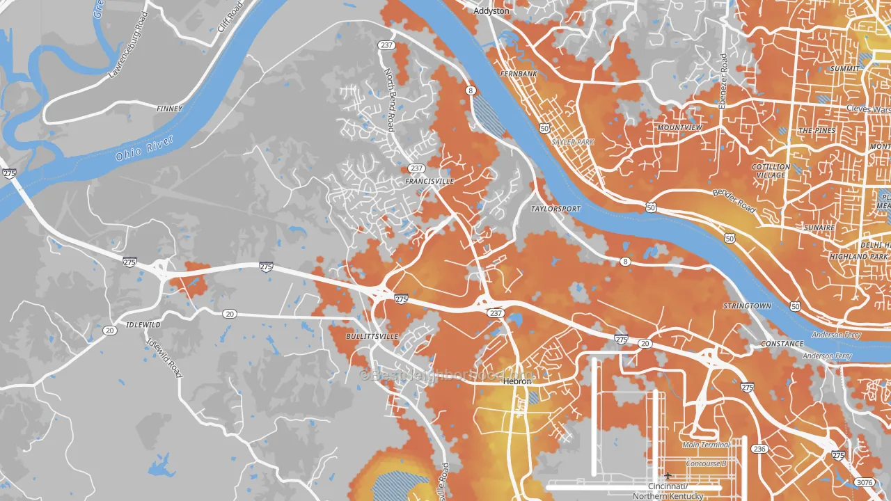 Bike Grade map of 41048, KY