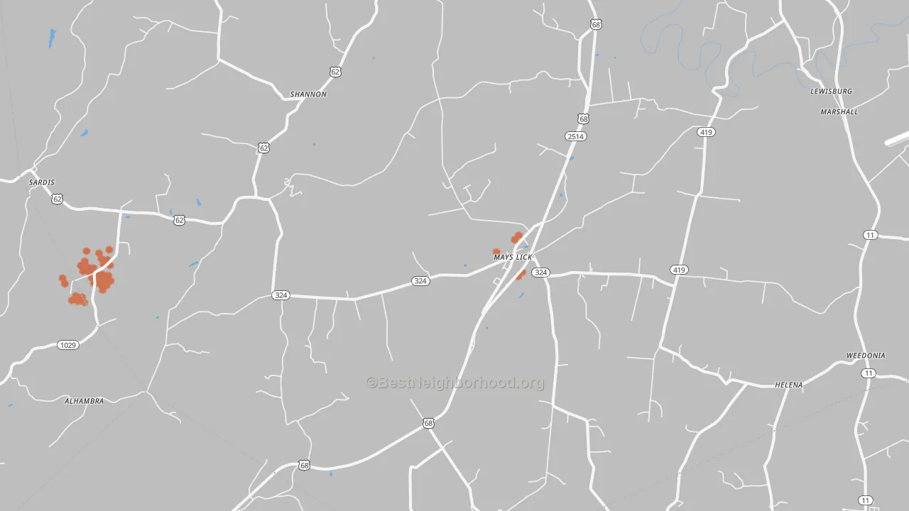 Bike Grade map of 41055, KY
