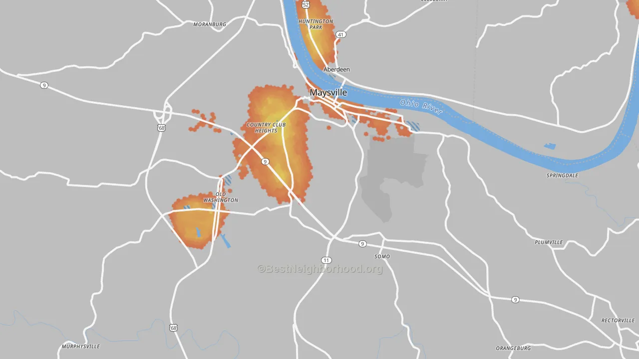 Bike Grade map of 41056, KY