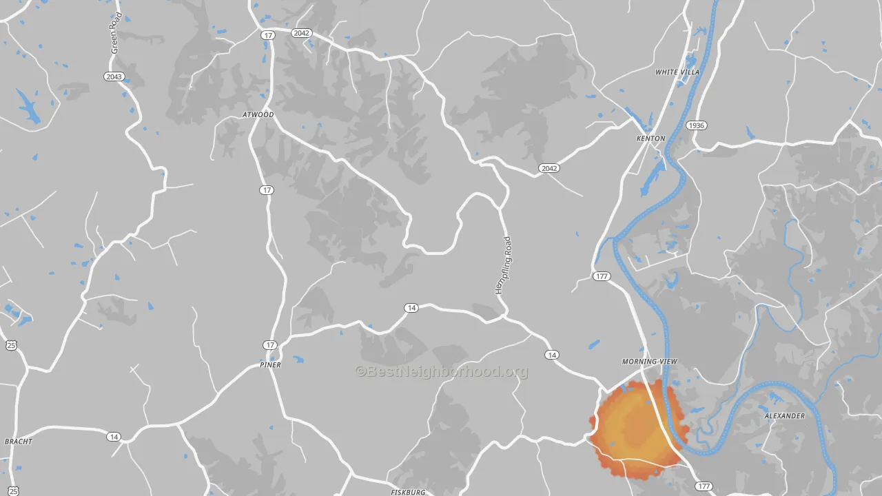 Bike Grade map of 41063, KY