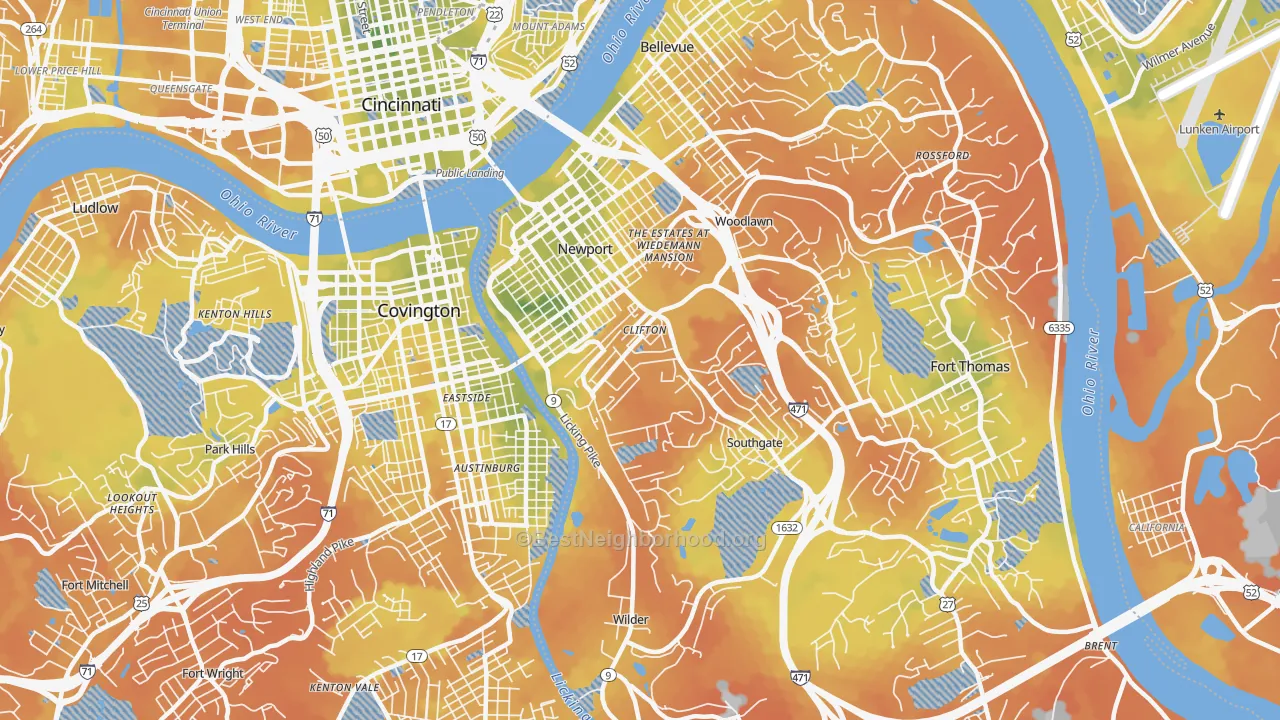 Bike Grade map of 41071, KY