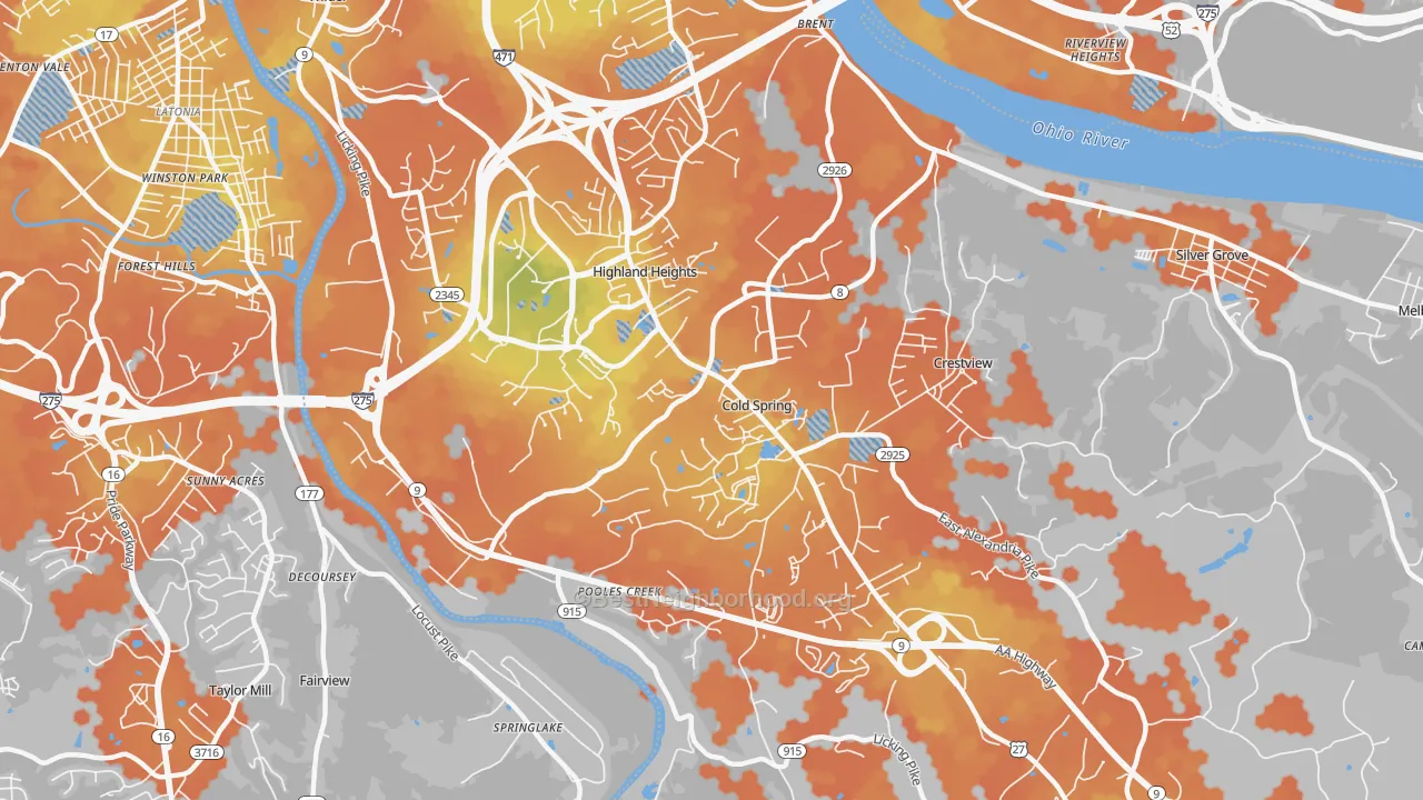 Bike Grade map of 41076, KY