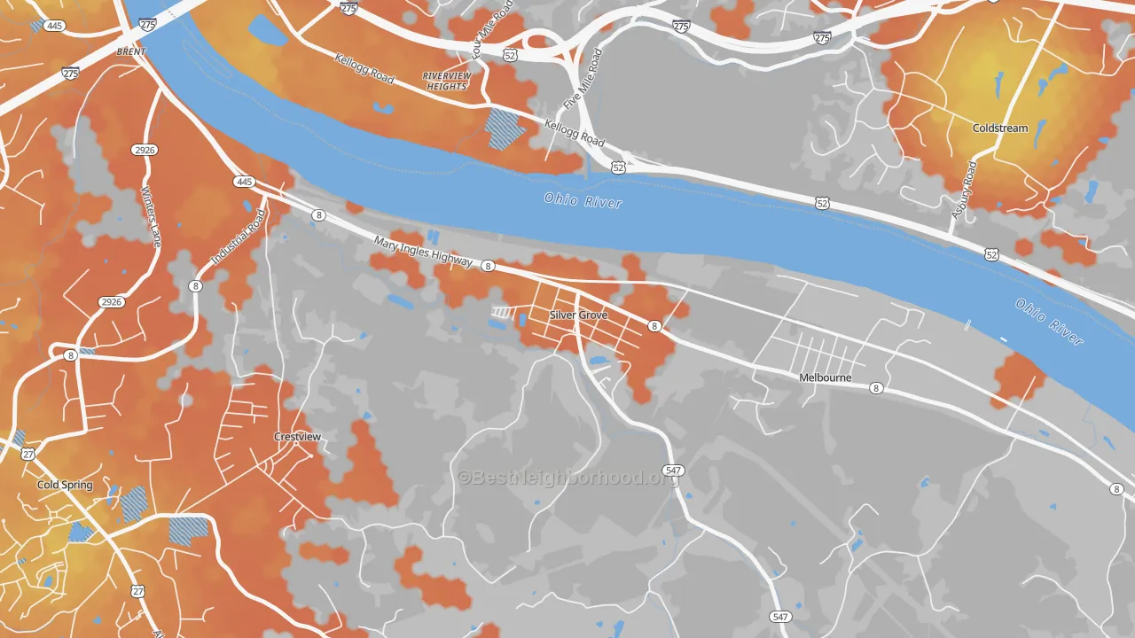 Bike Grade map of 41085, KY
