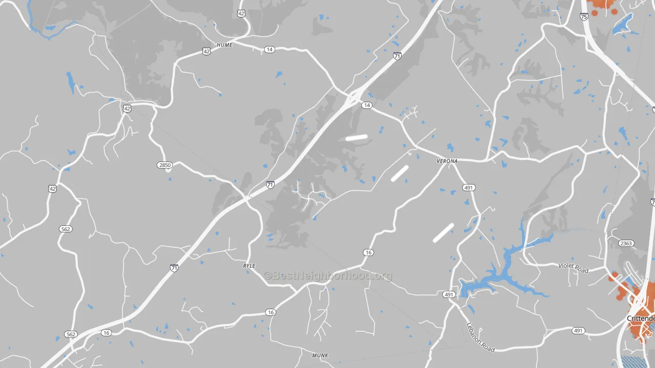Bike Grade map of 41092, KY