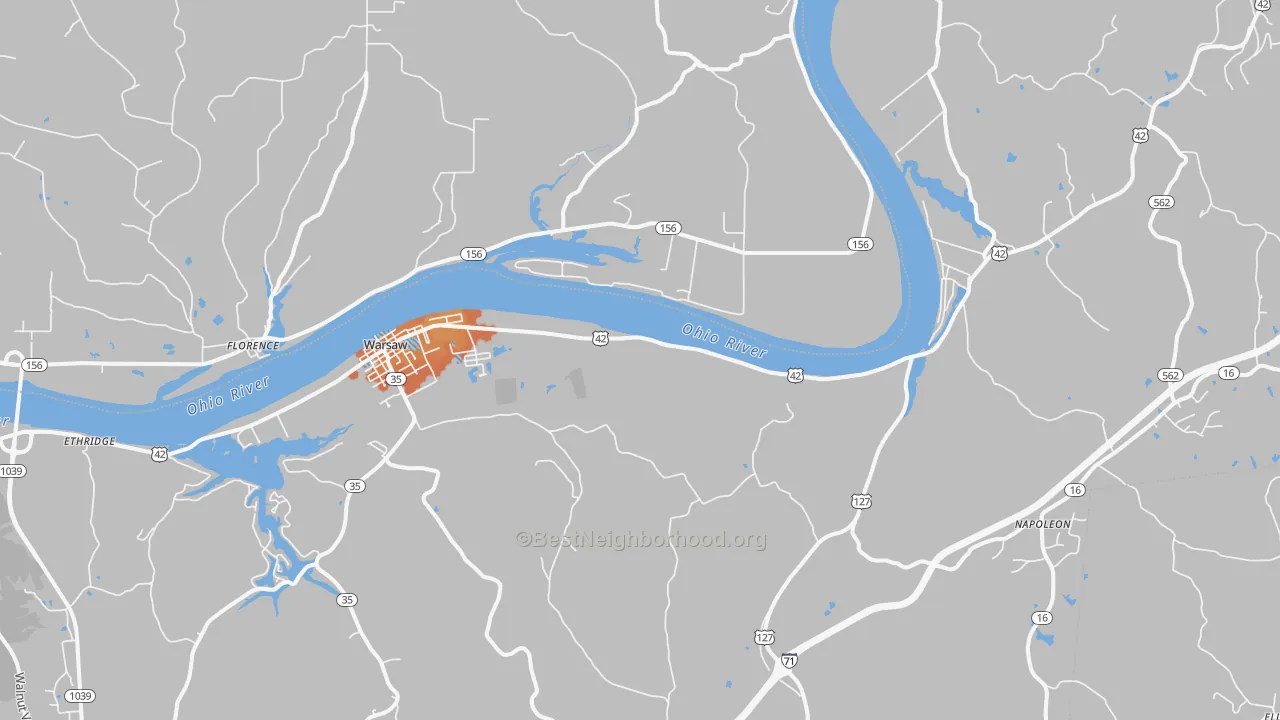 Bike Grade map of 41095, KY