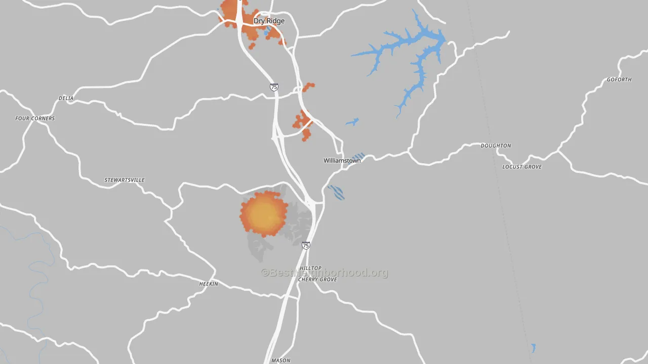 Bike Grade map of 41097, KY