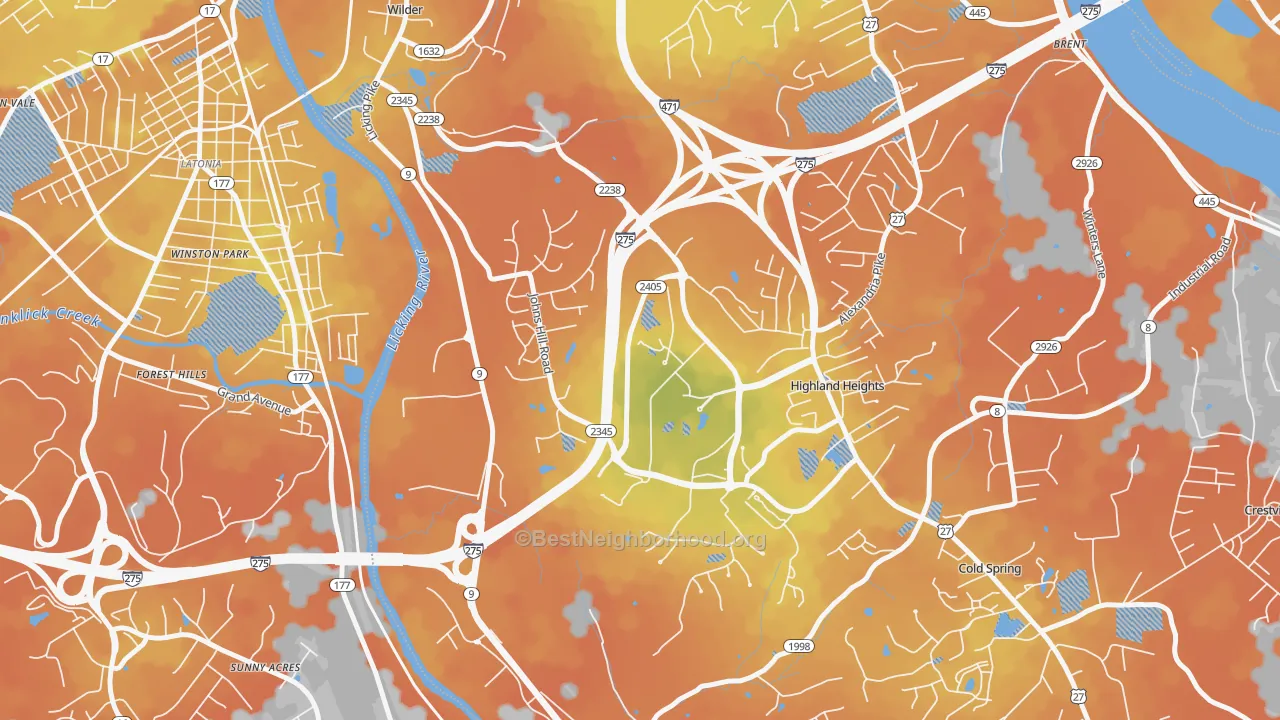 Bike Grade map of 41099, KY