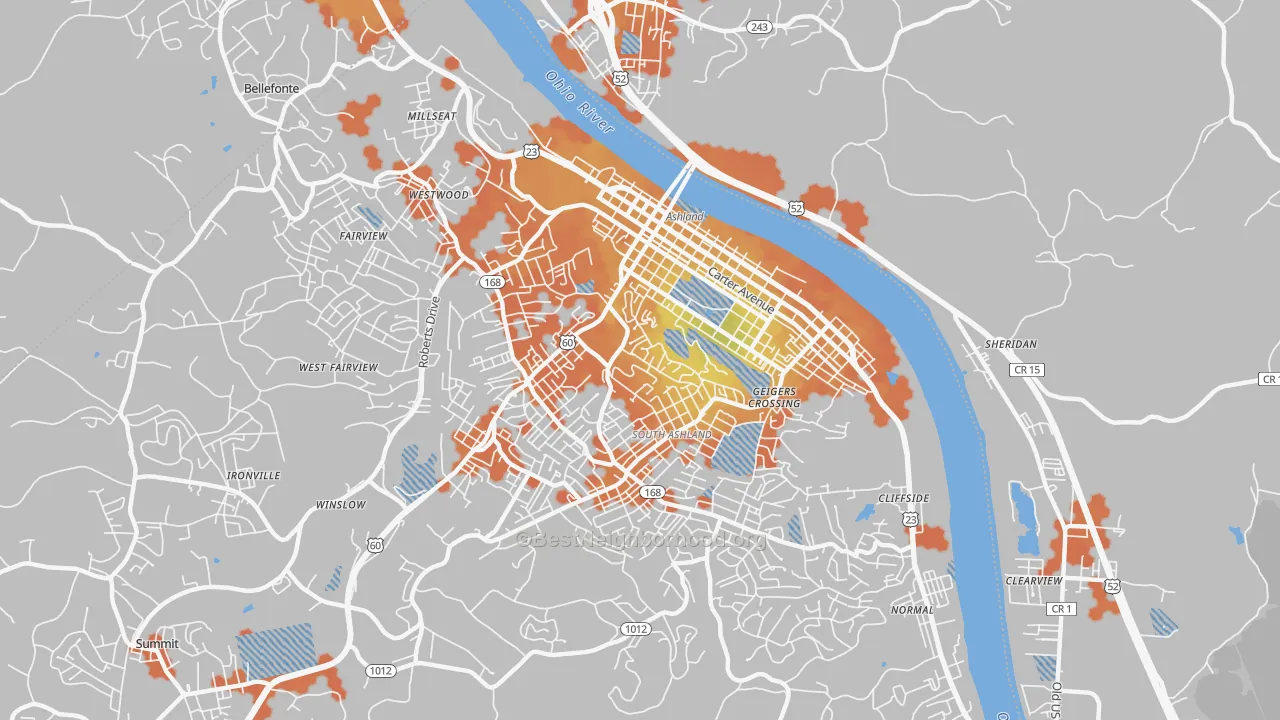 Bike Grade map of 41101, KY
