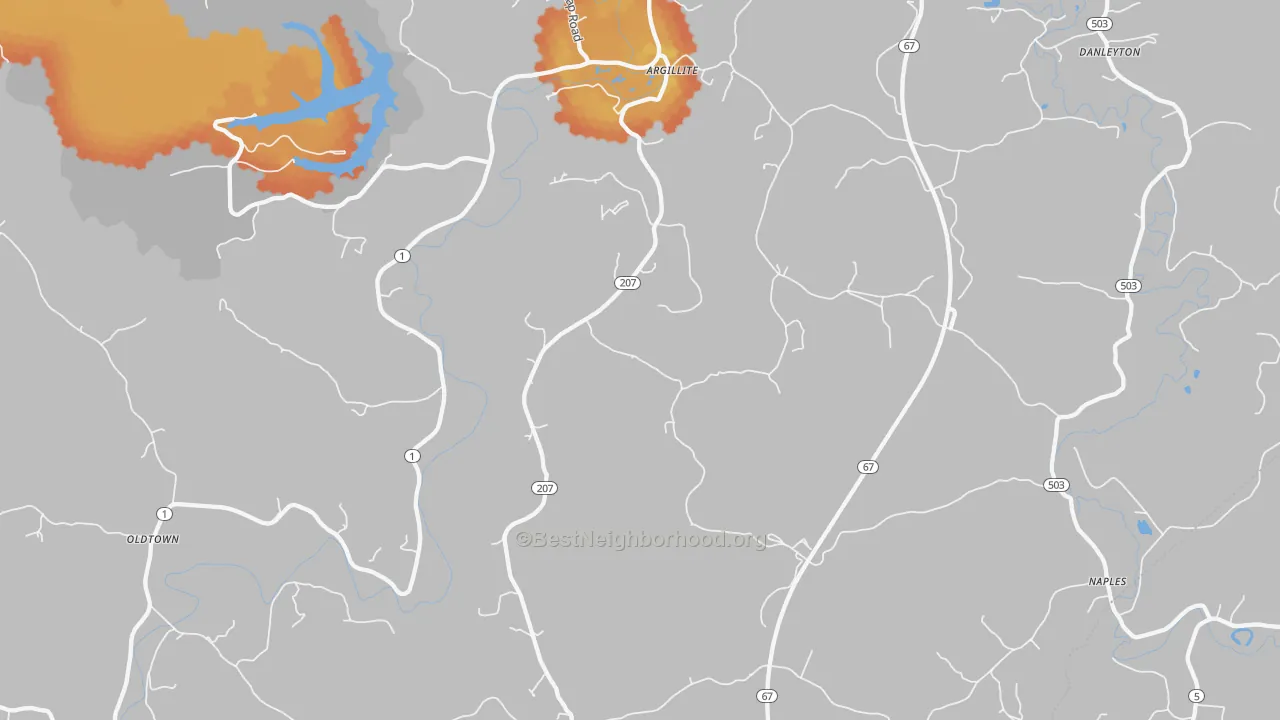 Bike Grade map of 41121, KY