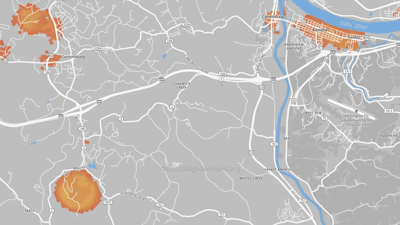 Bike Grade map of 41129, KY