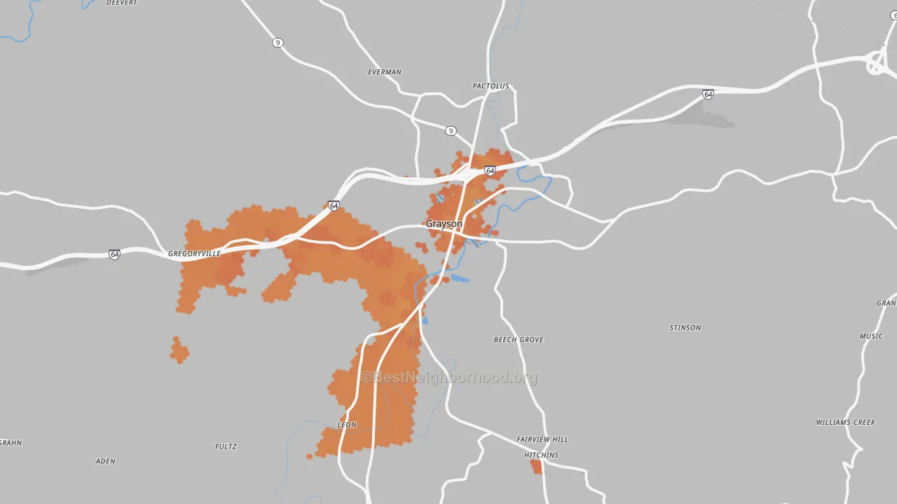 Bike Grade map of 41143, KY