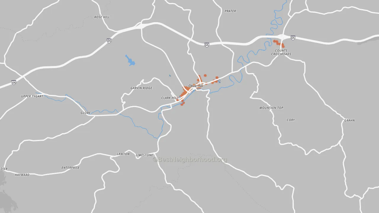 Bike Grade map of 41164, KY