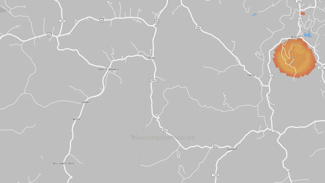 Bike Grade map of 41168, KY