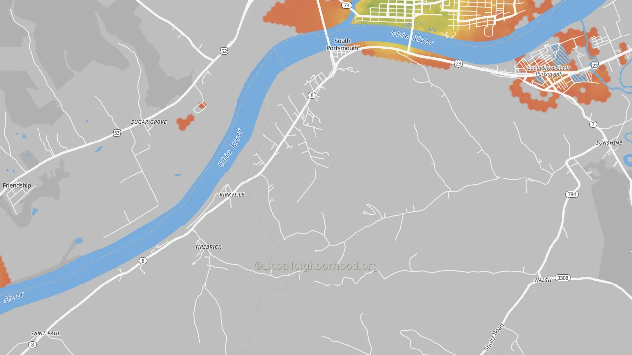 Bike Grade map of 41174, KY
