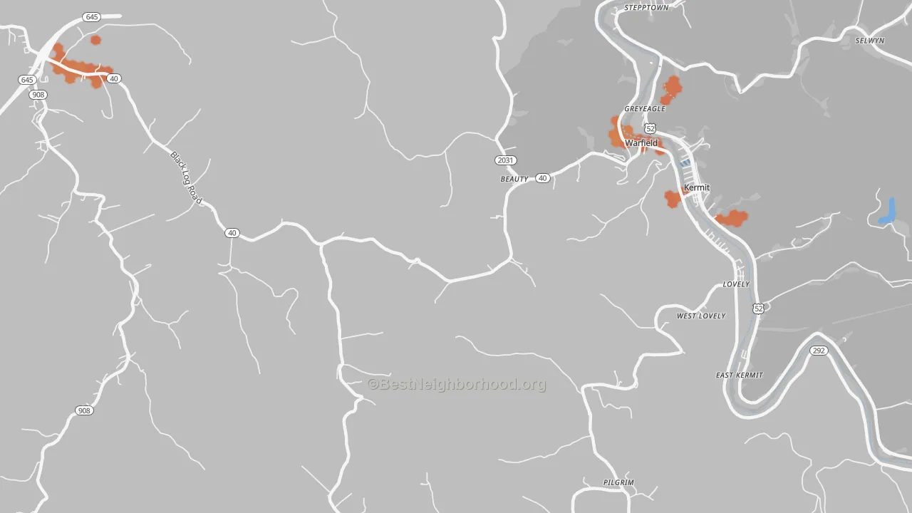 Bike Grade map of 41203, KY