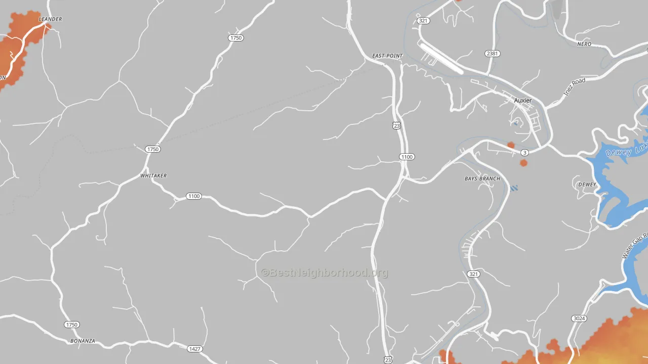 Bike Grade map of 41216, KY