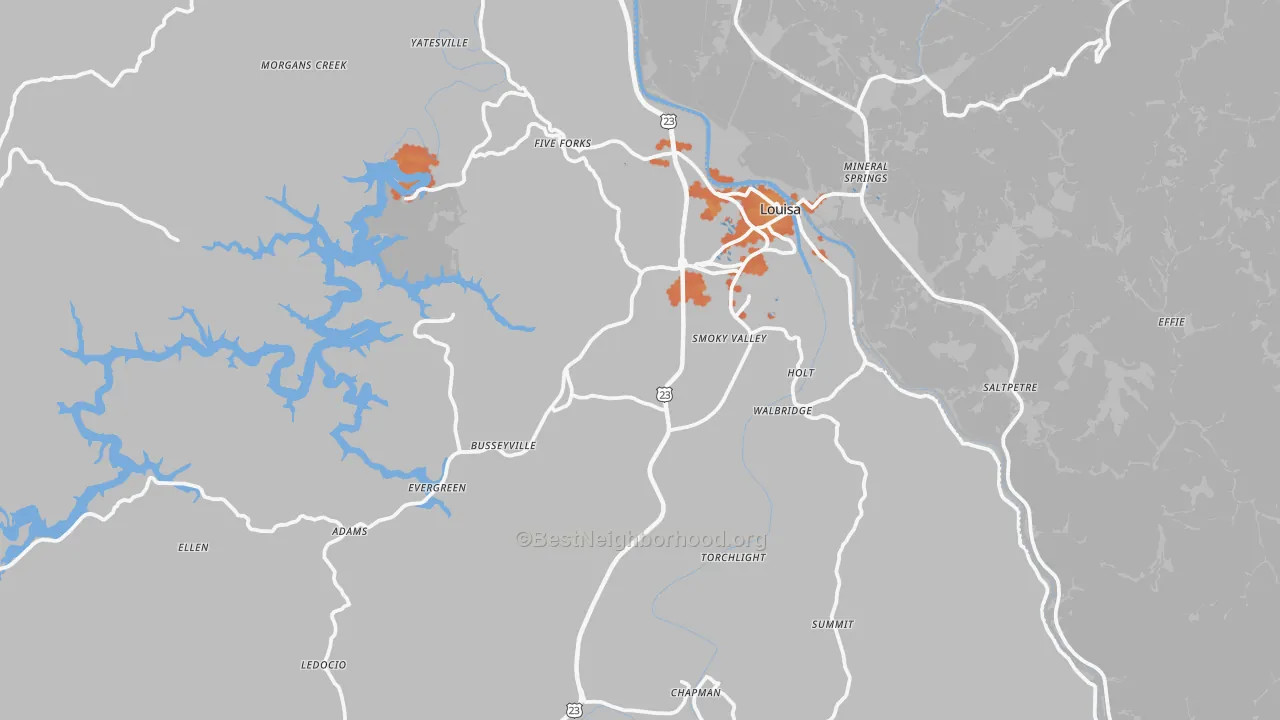 Bike Grade map of 41230, KY