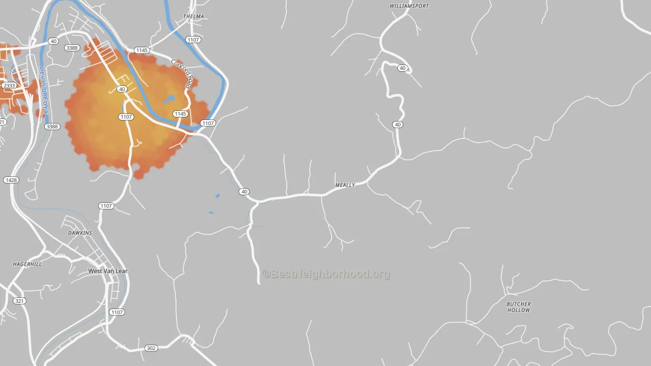 Bike Grade map of 41234, KY