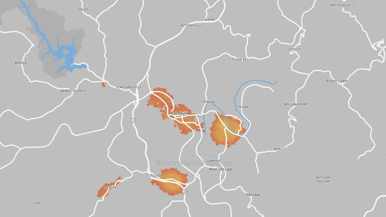 Bike Grade map of 41240, KY