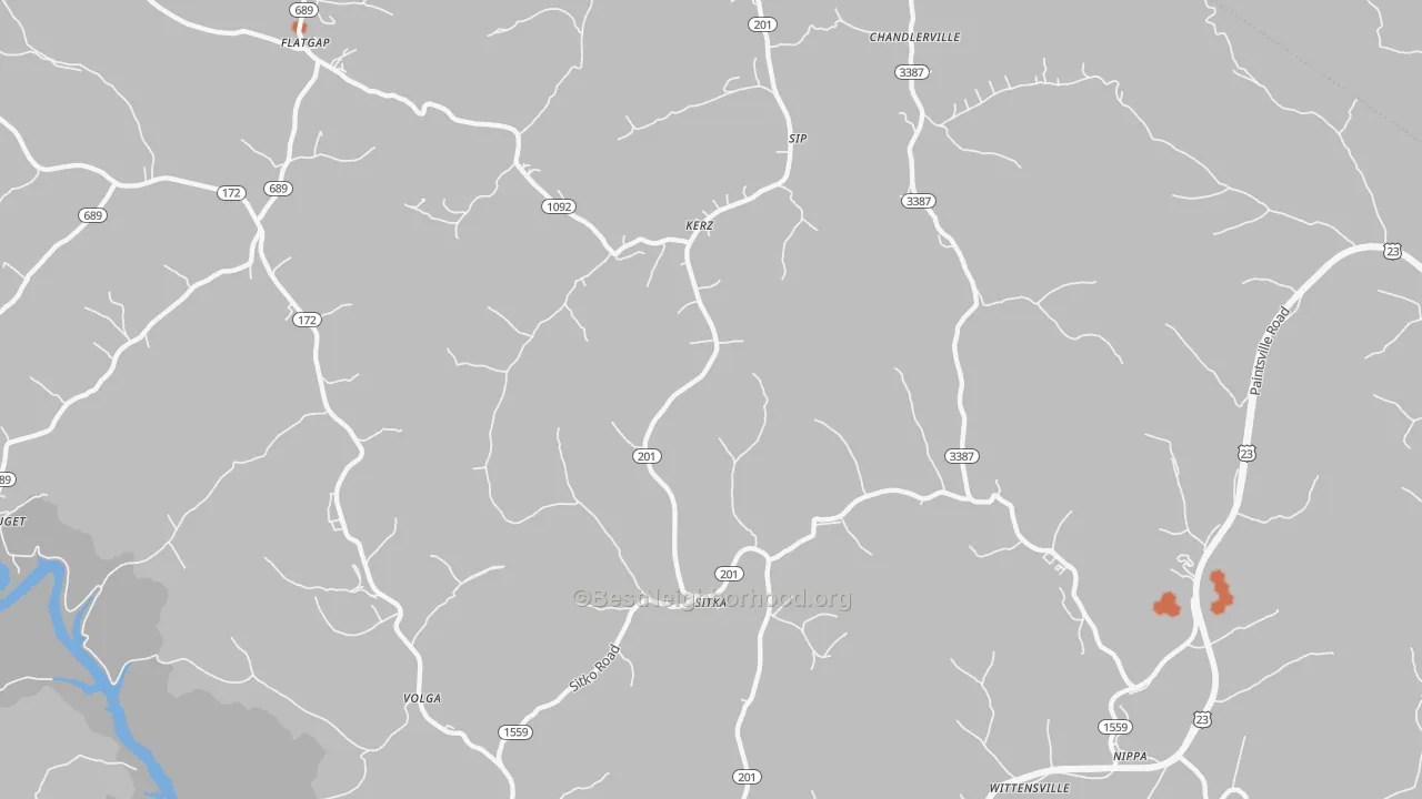 Bike Grade map of 41255, KY