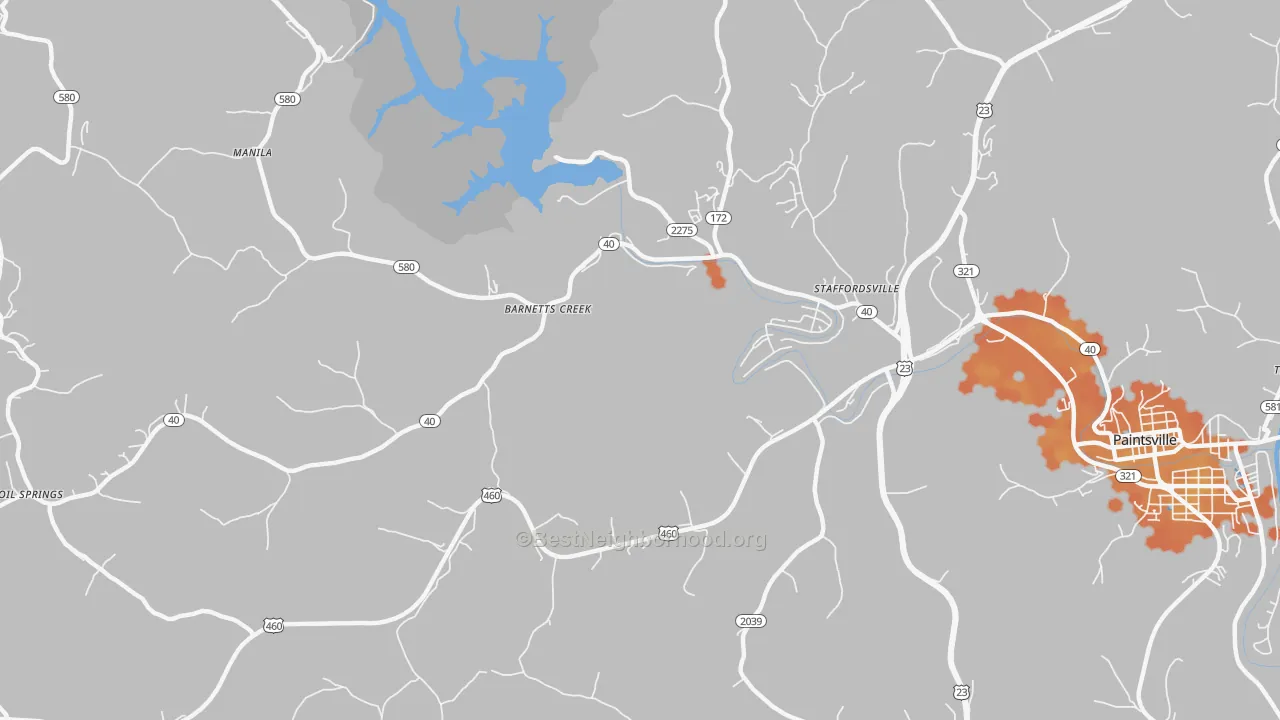 Bike Grade map of 41256, KY