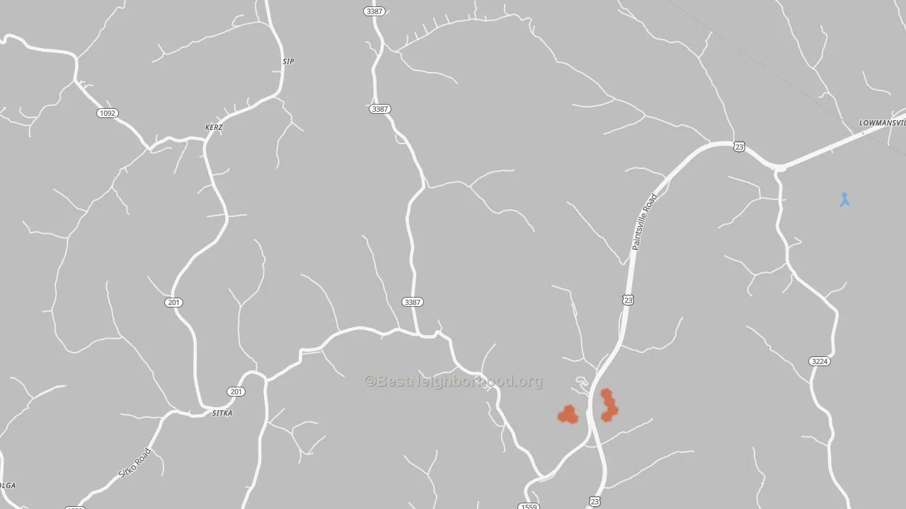 Bike Grade map of 41257, KY