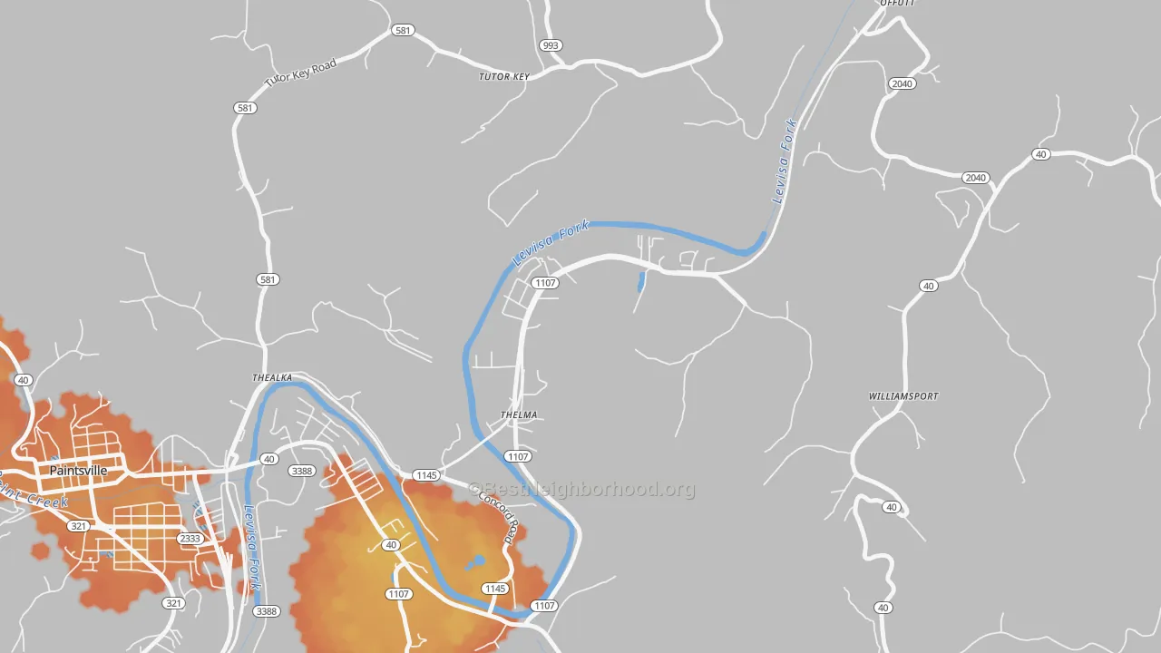Bike Grade map of 41260, KY